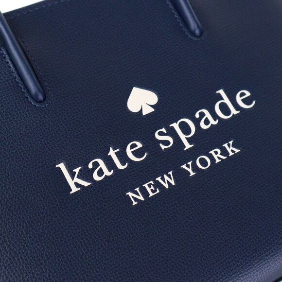 NWT Kate Spade TRISTA Leather Sam Bag Tote w Bow Tie Navy - Picture 10 of 14